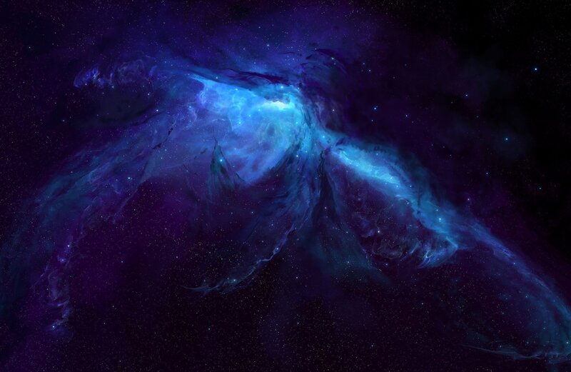 Blue Nebula in Space — Purple, Dramatic