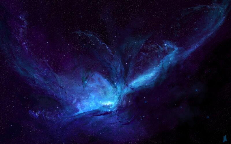 Blue Nebula in Space — Purple