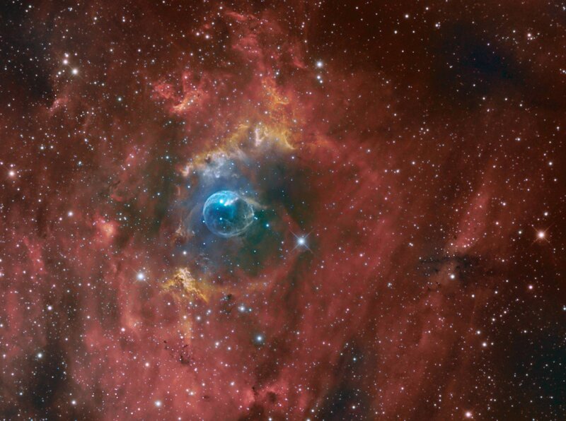 Blue Nebula in Space — Red