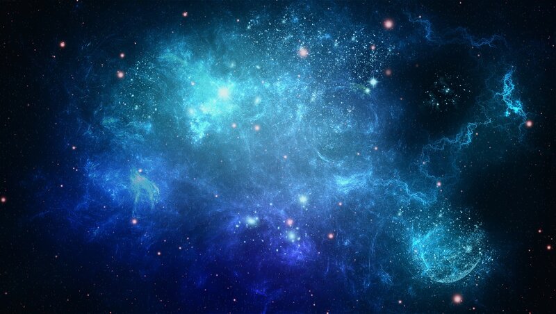 Blue Nebula in Space — Serene, Digital Art