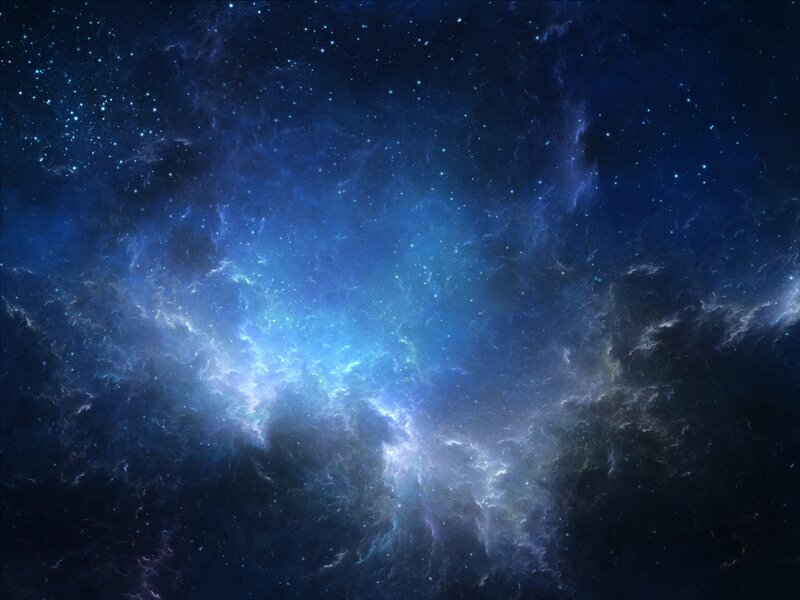 Blue Nebula in Space — Serene, Night, Digital Art, Stars, Gas Clouds, Cosmic Dust, Black