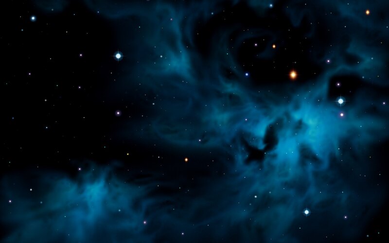 Blue Nebula in Space — Serene, Night, Digital Art, Stars, Gas Clouds, Cosmic Dust
