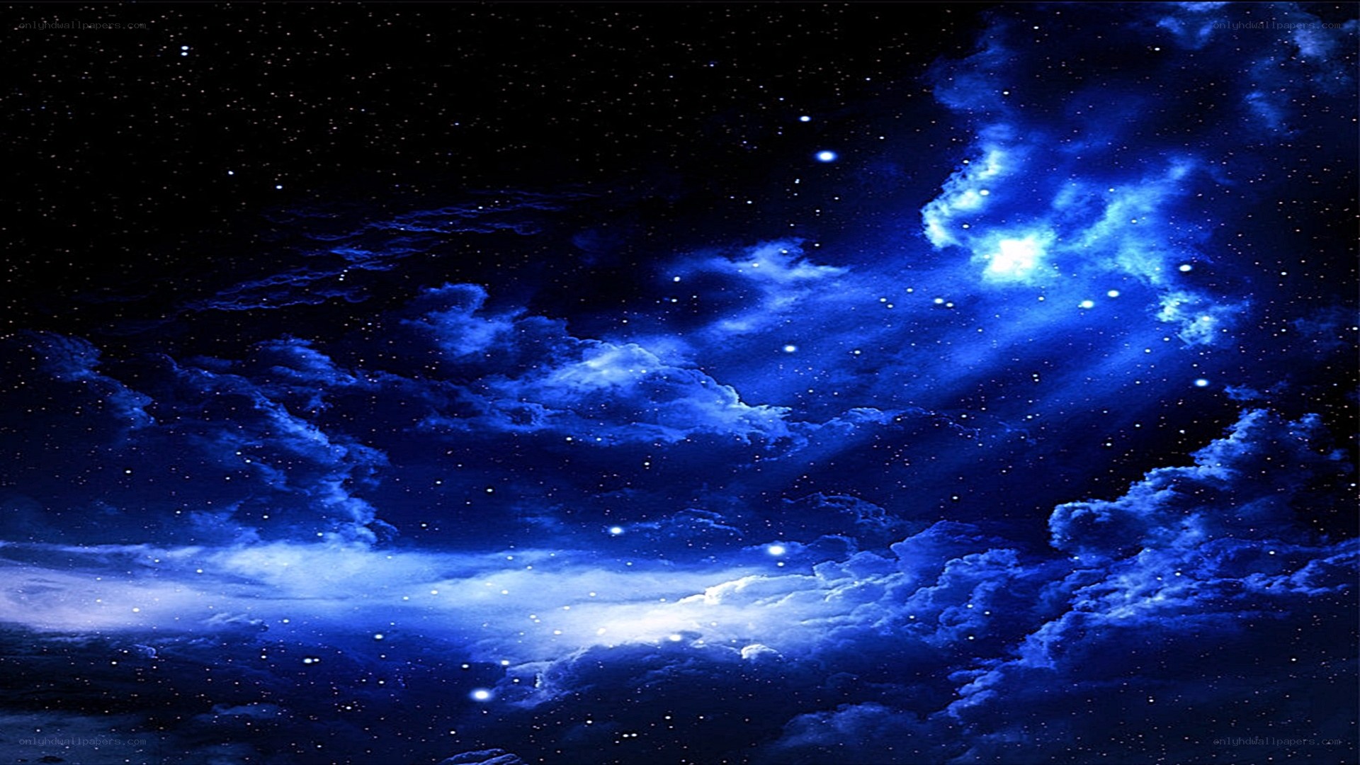 blue nebula in starry sky