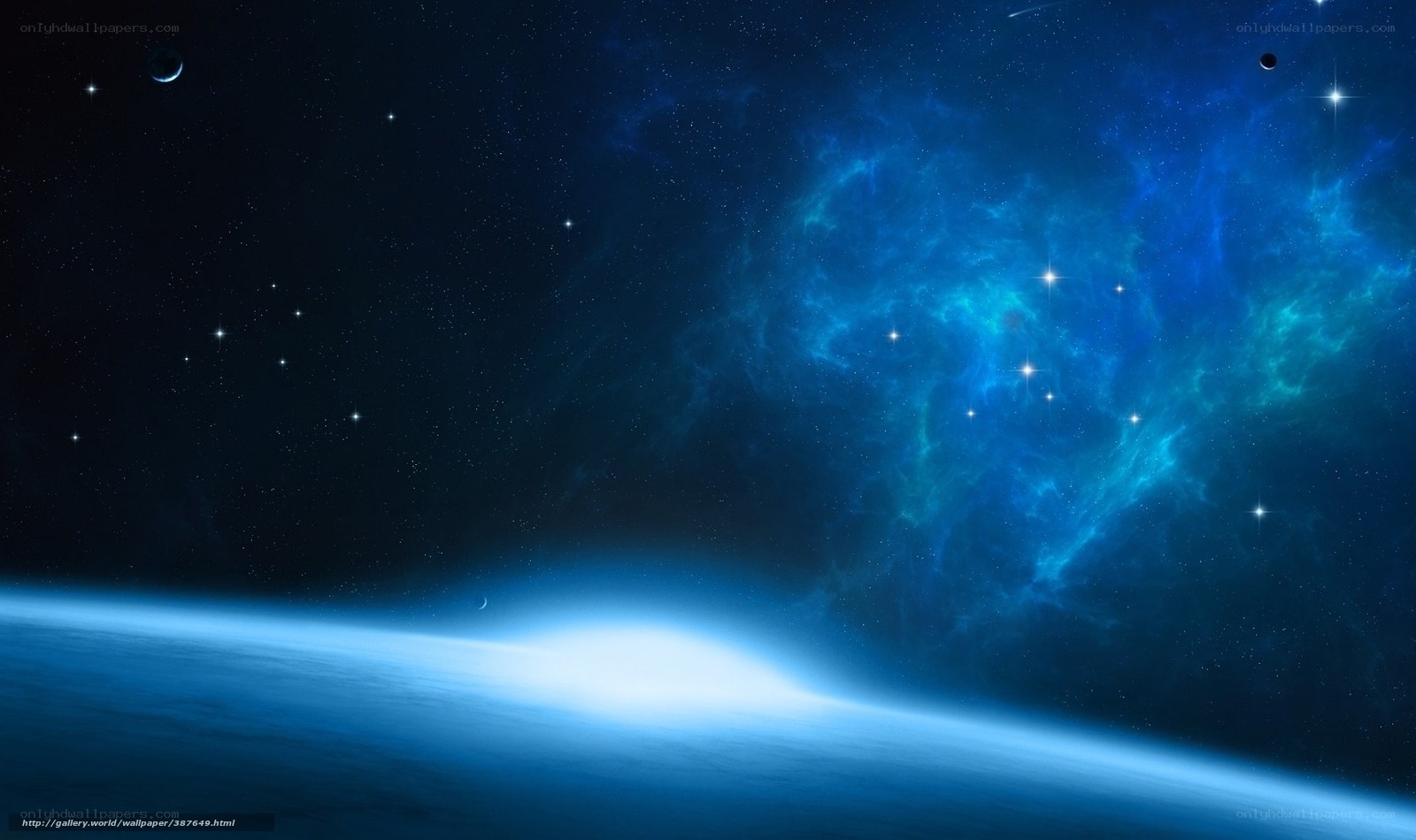 blue nebula over planet