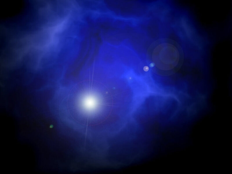 blue nebula with bright star