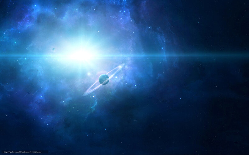 Blue nebula with planet