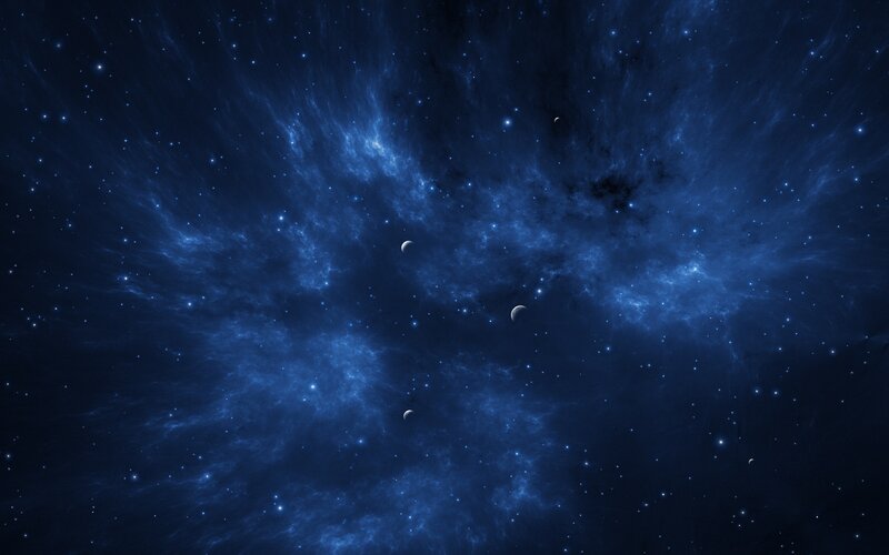 Blue Nebula with Planets — Cosmic, Night