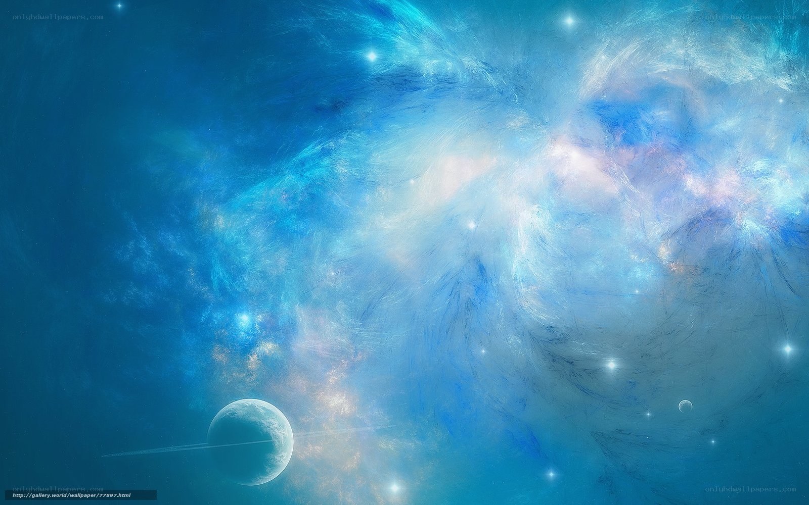 blue nebula with planets