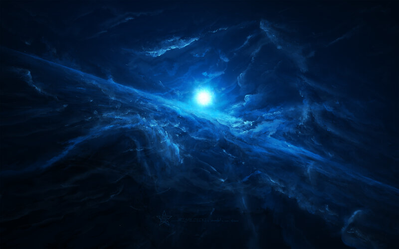 Blue Nebula with Star — Dramatic