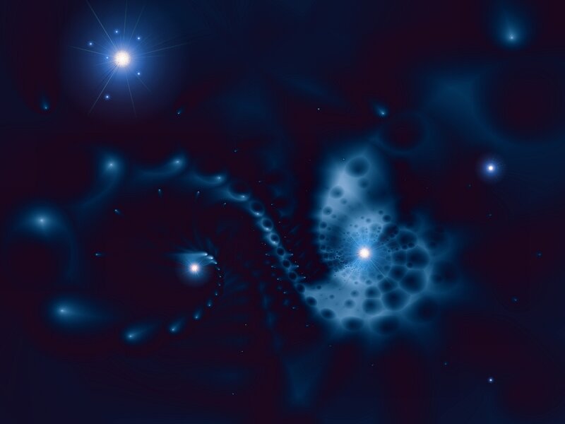 Blue Nebula with Stars — Cosmic, Night, Digital Art, Space, Black