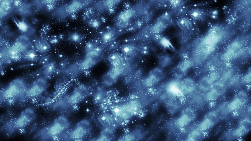 Blue Nebula with Stars — Cosmic, Night, Digital Art, Space