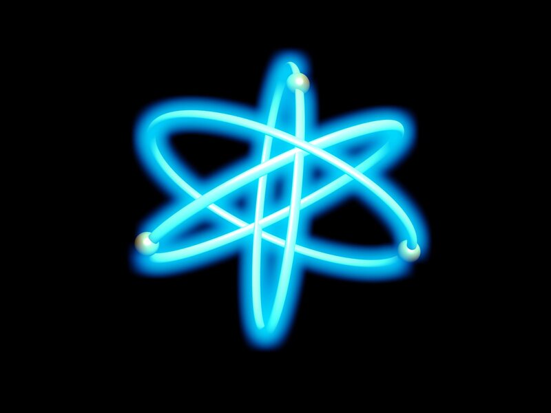 blue neon atom symbol