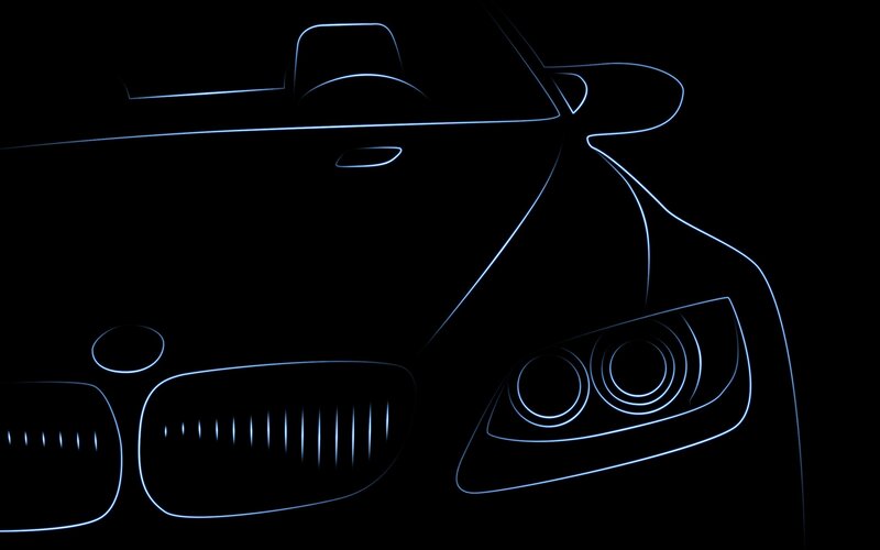 blue neon car outline