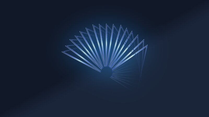 Blue Neon Fan Shape