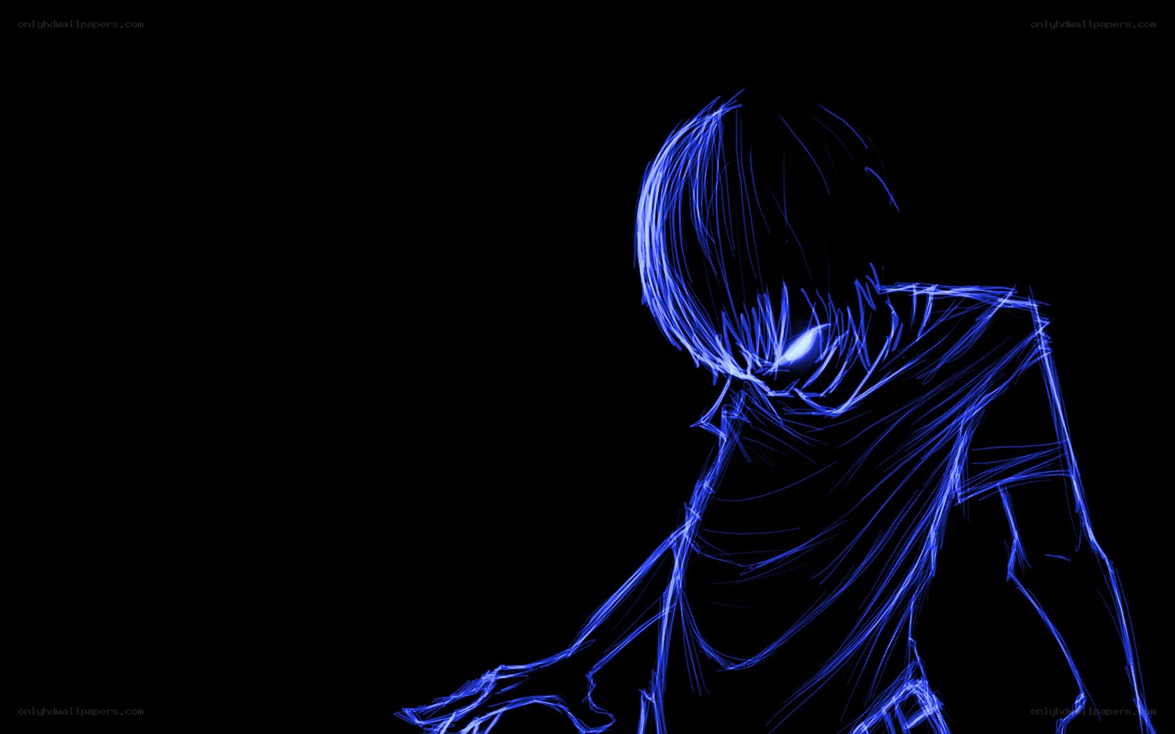 blue neon figure sketch