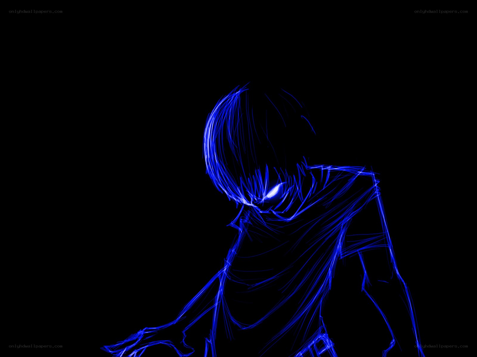 blue neon figure sketch