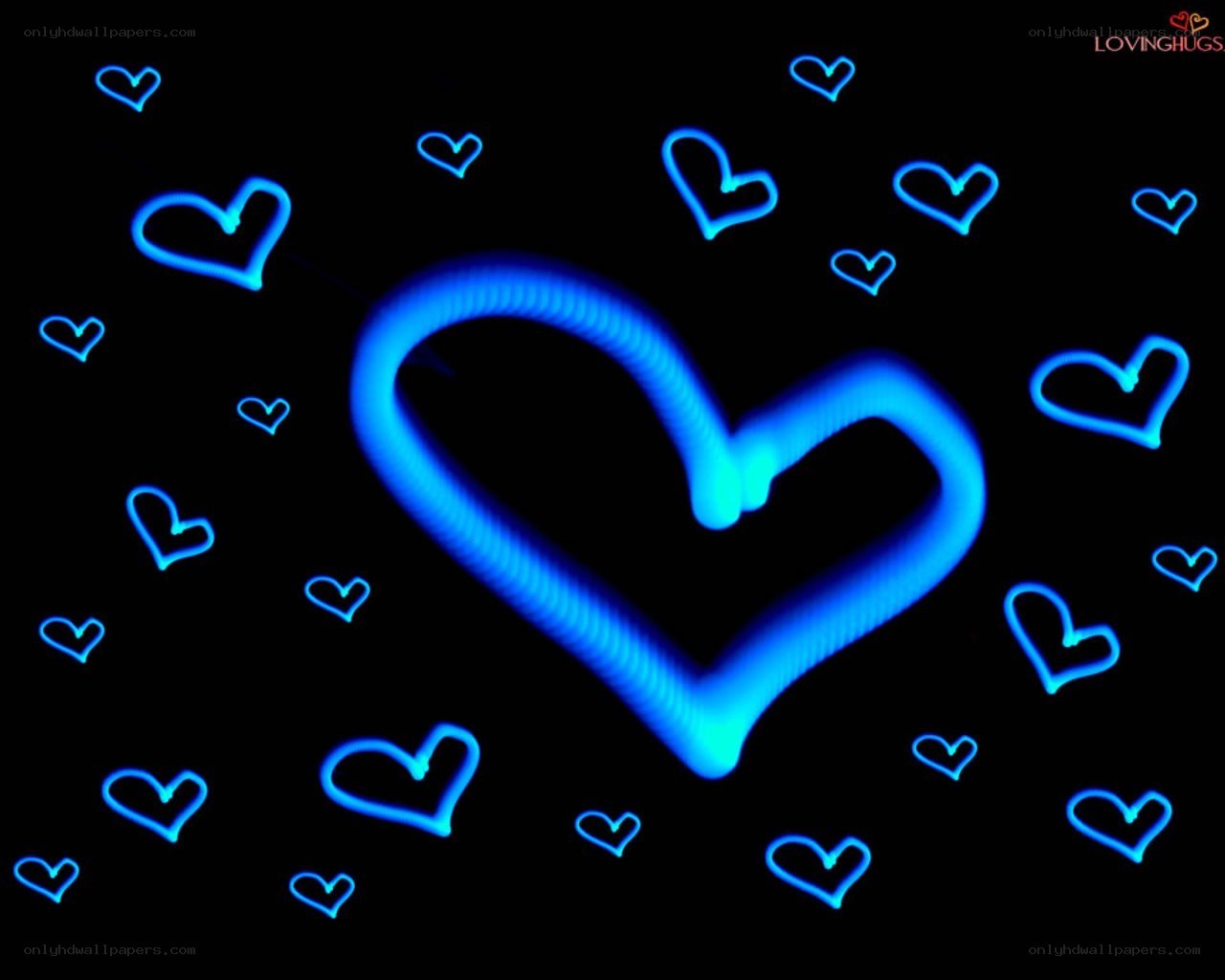 blue neon hearts