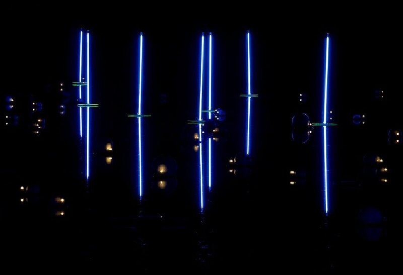 Blue Neon Light Poles