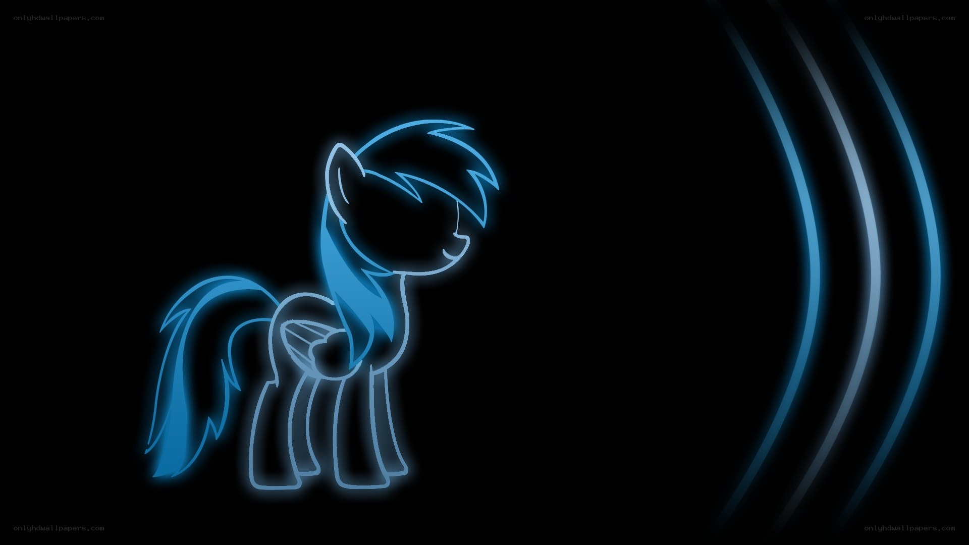 blue neon pony silhouette