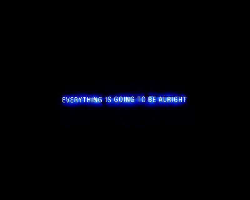 blue neon sign message