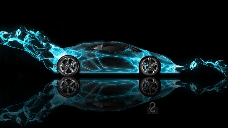 blue neon sports car
