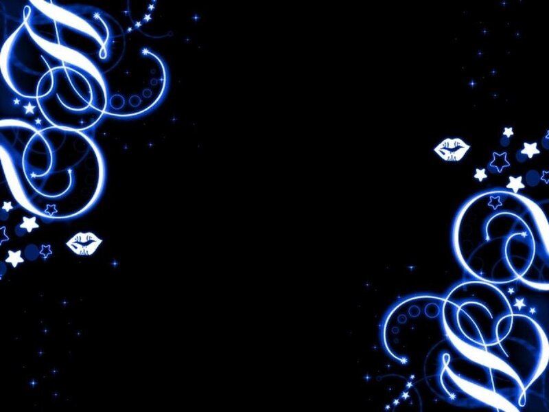 blue neon swirls and stars
