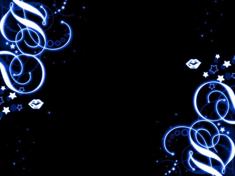 blue neon swirls and stars