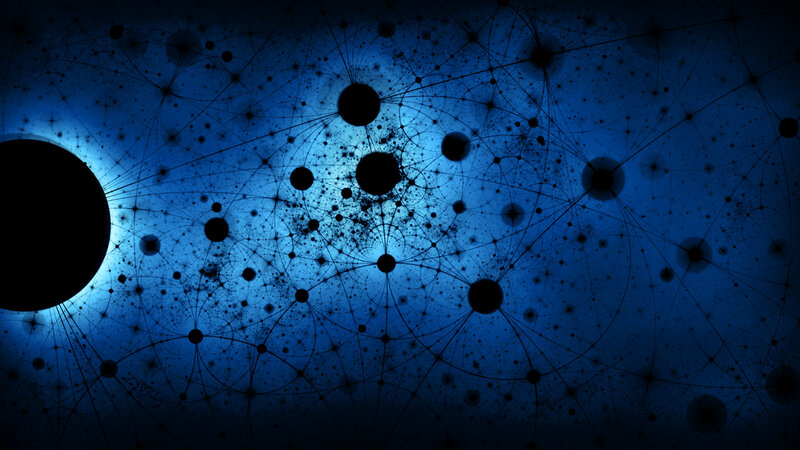 blue network of celestial bodies