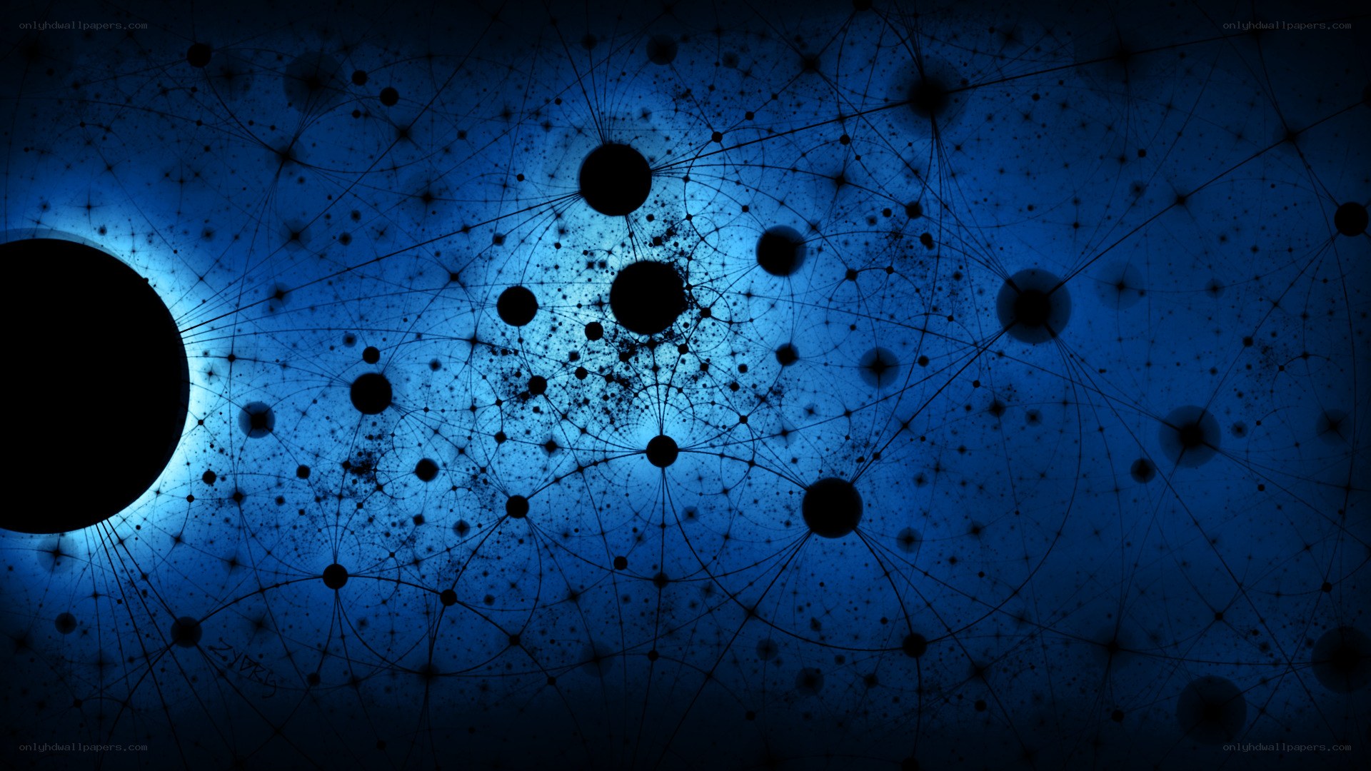 blue network of celestial bodies