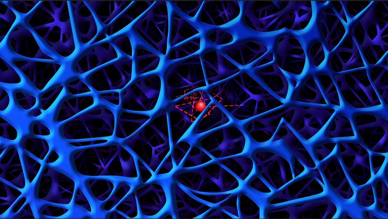 Blue Network with Red Sphere