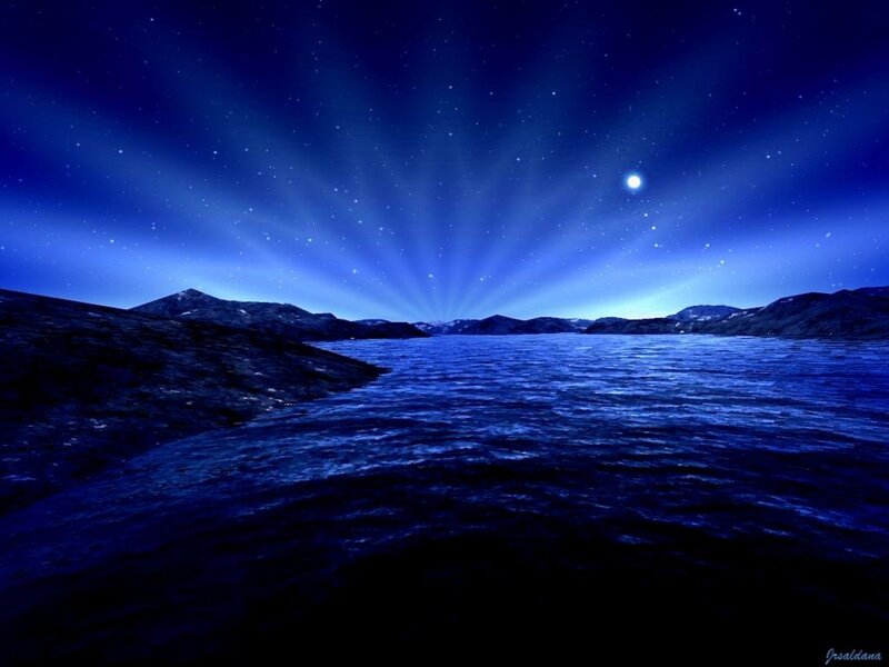 Blue night over a lake