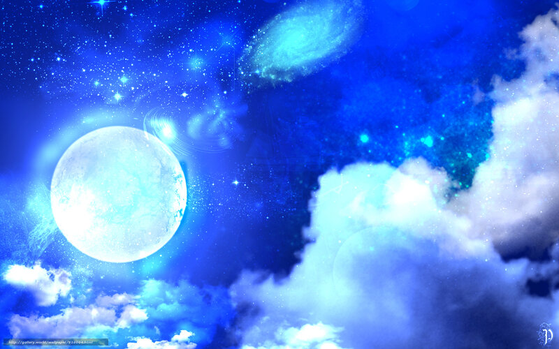 blue night sky with moon