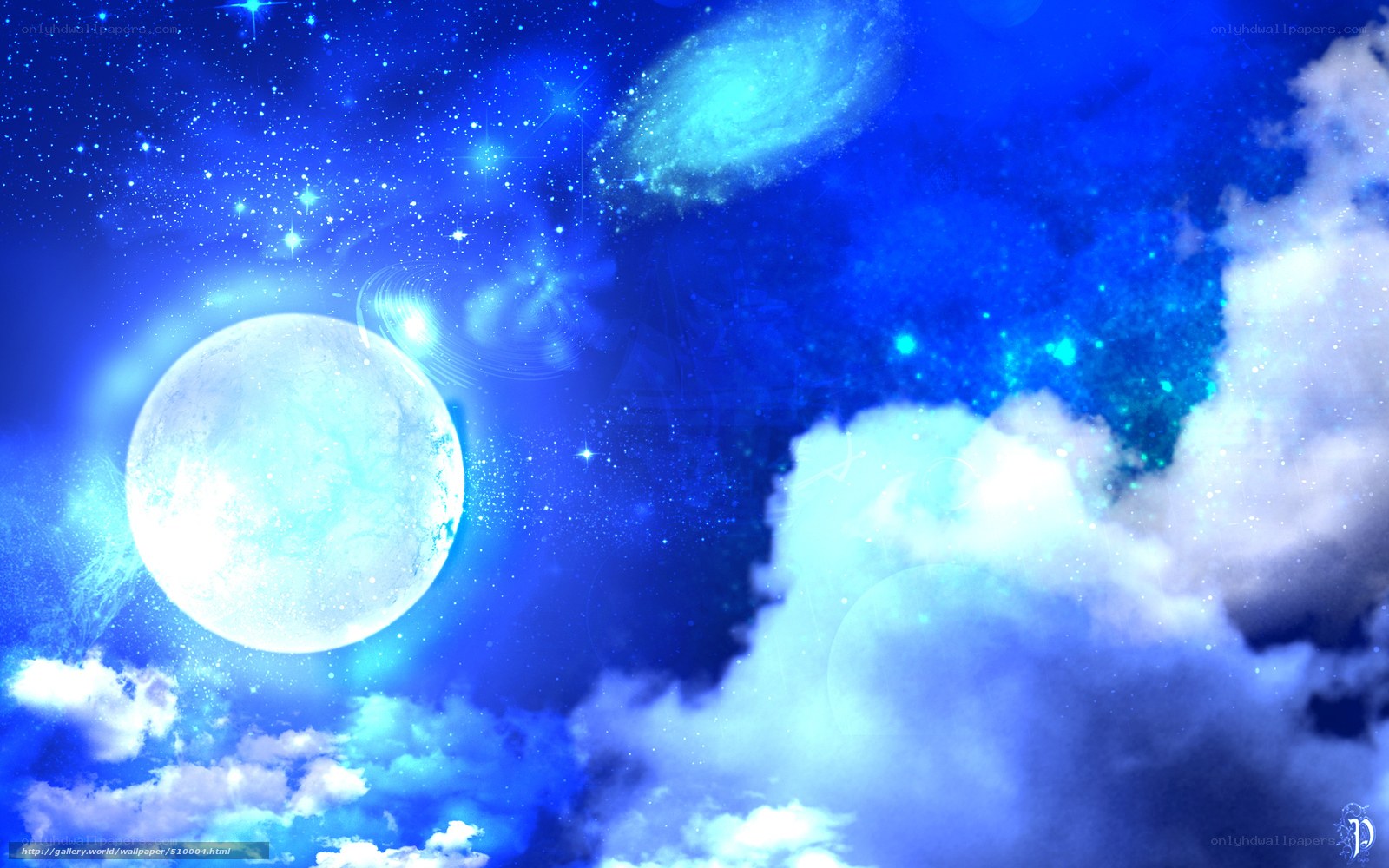 blue night sky with moon