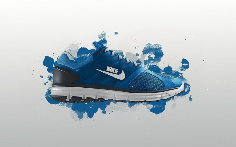 Blue Nike running shoe