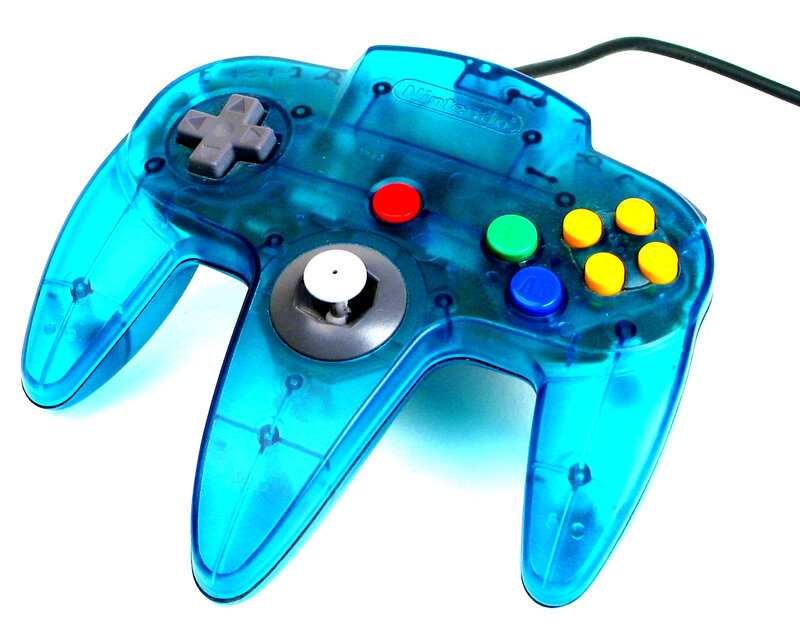 blue nintendo 64 controller