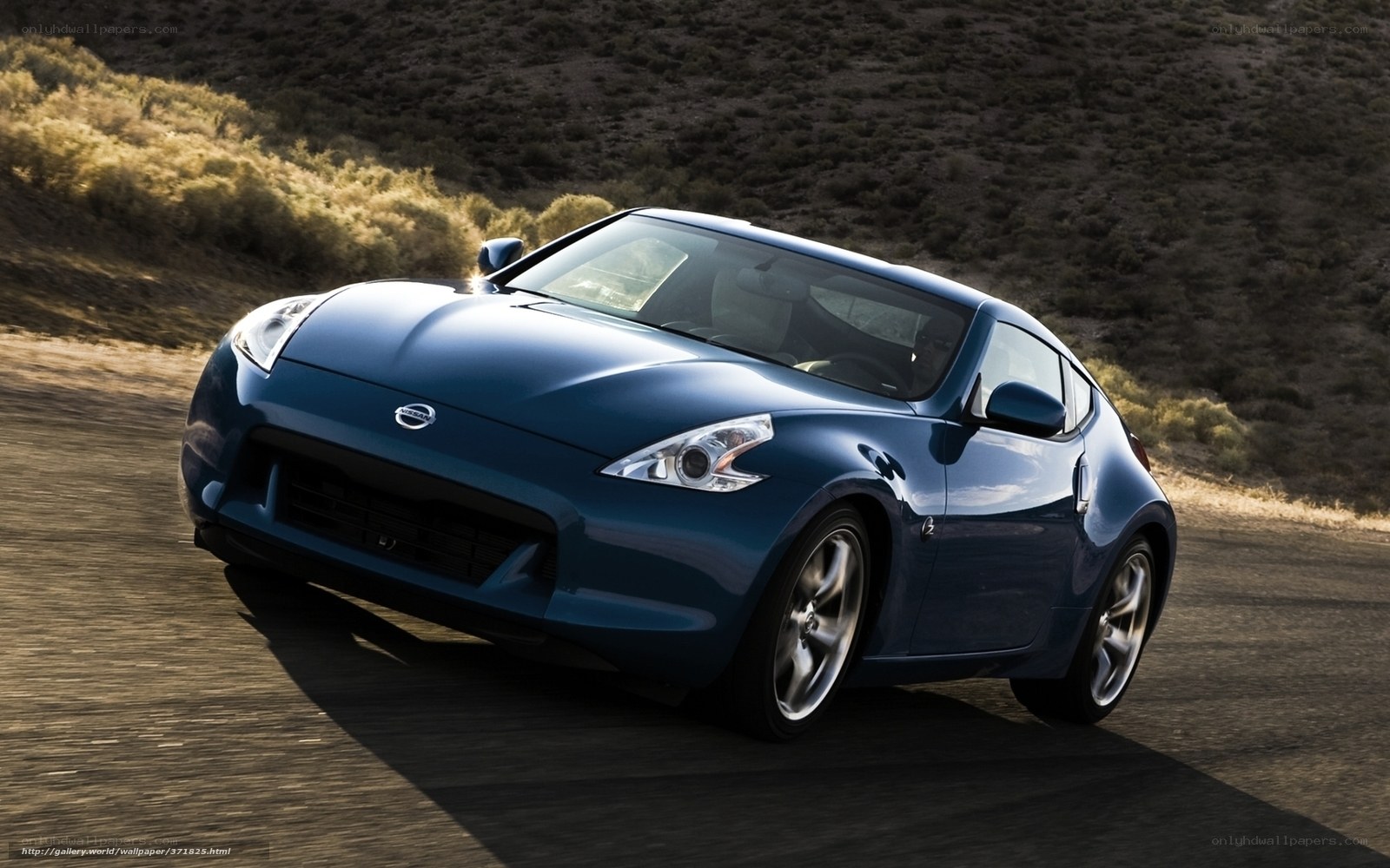 blue nissan 370z on a road