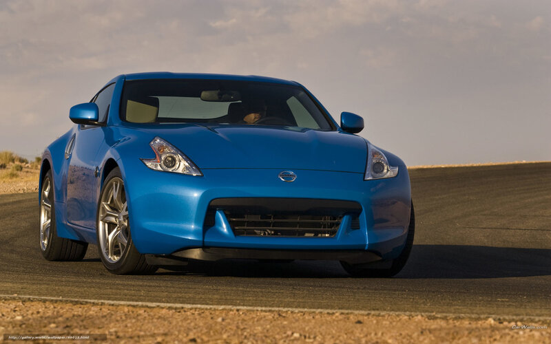 Blue Nissan 370Z on a road