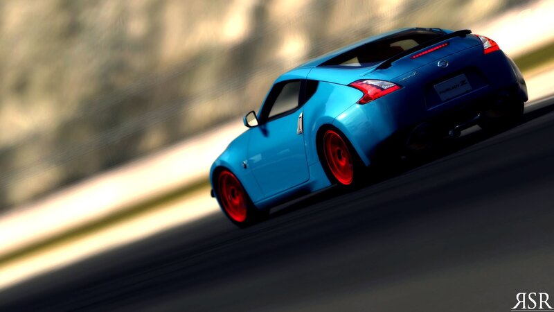 blue nissan fairlady z on track