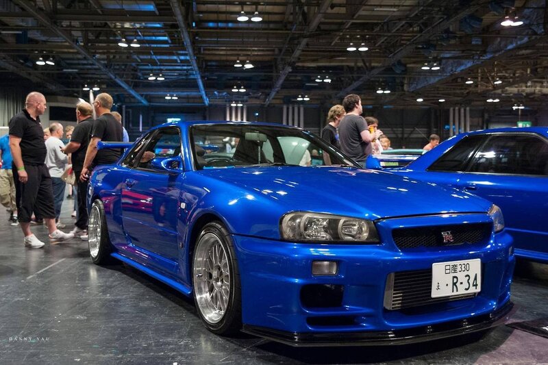 Blue Nissan GT-R at car show