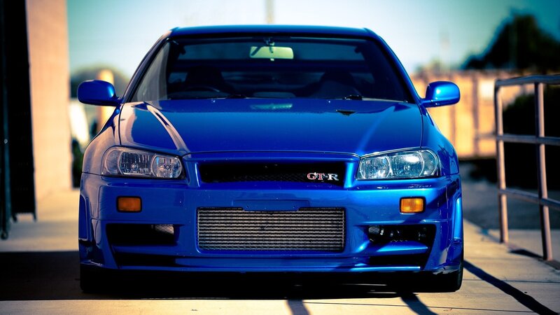 blue nissan gt-r car