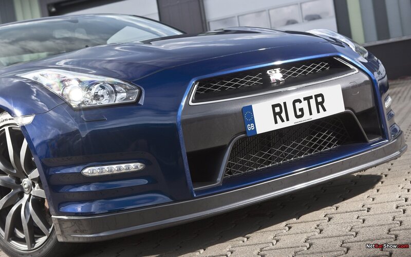 Blue Nissan GT-R front view