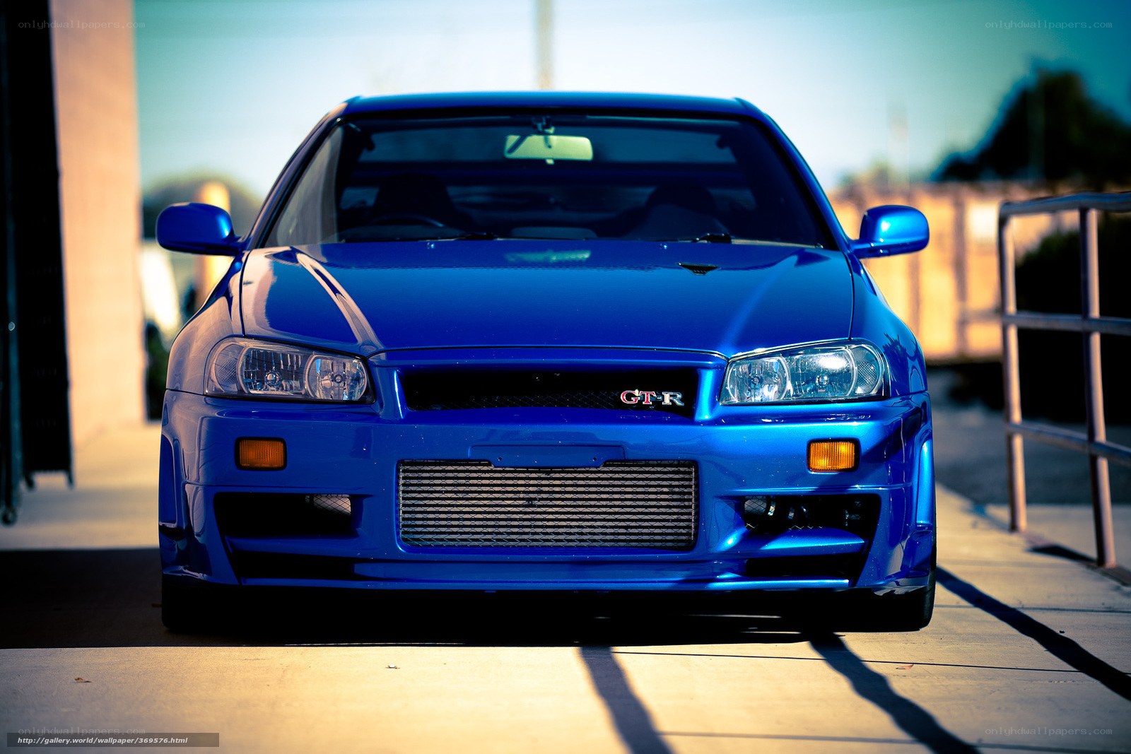 Blue Nissan GT-R front view