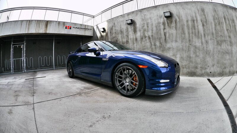 Blue Nissan GT-R in garage