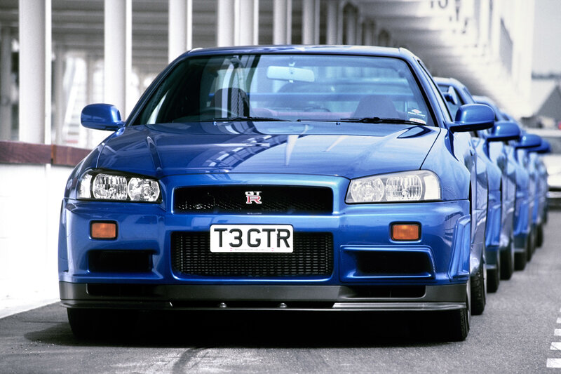 Blue Nissan GT-R lineup