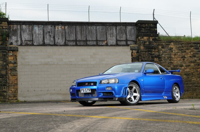 Blue Nissan GT-R parked