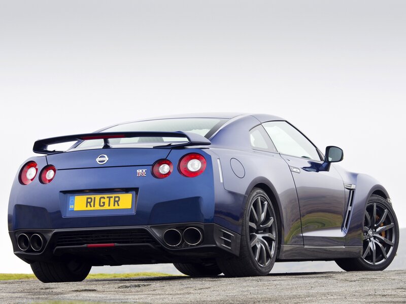 Blue Nissan GT-R rear view