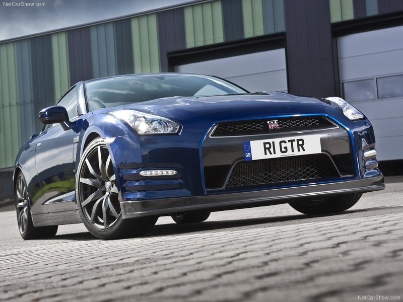 Blue Nissan GT-R sports car