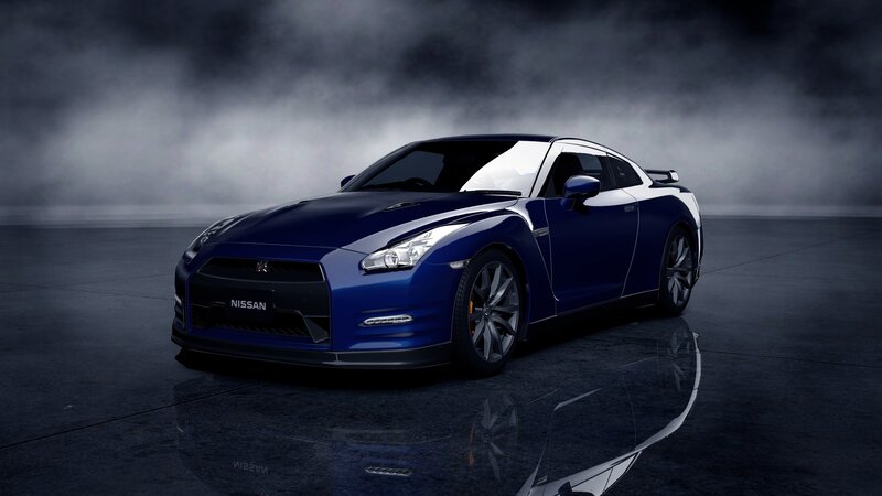 Blue Nissan GT-R sports car