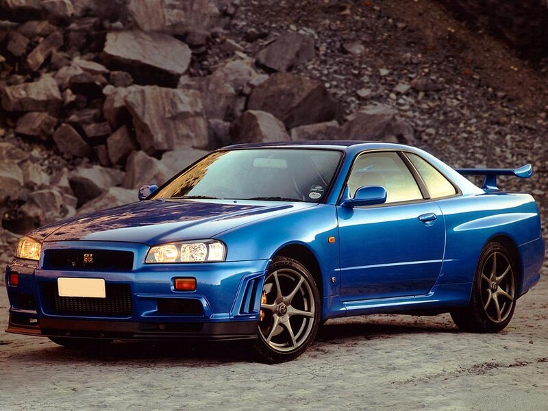 Blue Nissan GT-R sports car