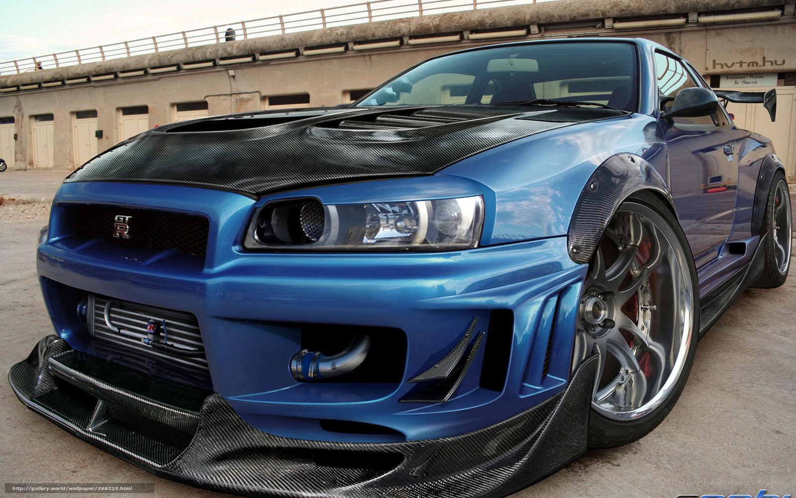 blue nissan gt-r sports car